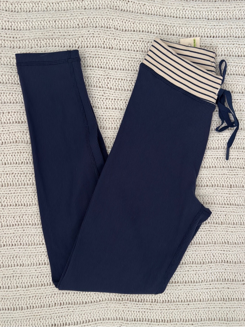 NWT OFFLINE by Aerie Navy Ribbed Leggings Striped Waist Size MEDIUM